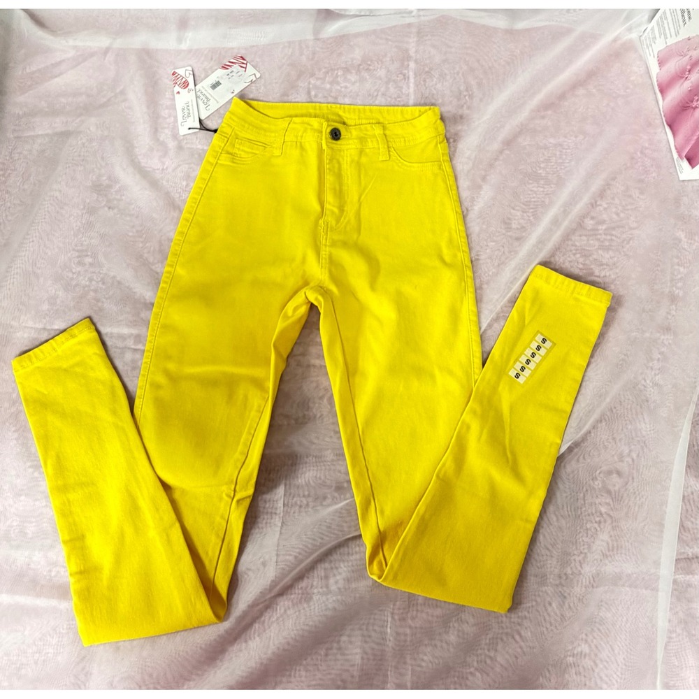 Lover Brand Fashion Womens Yellow Skinny Jeans Premium Denim Size S NWT